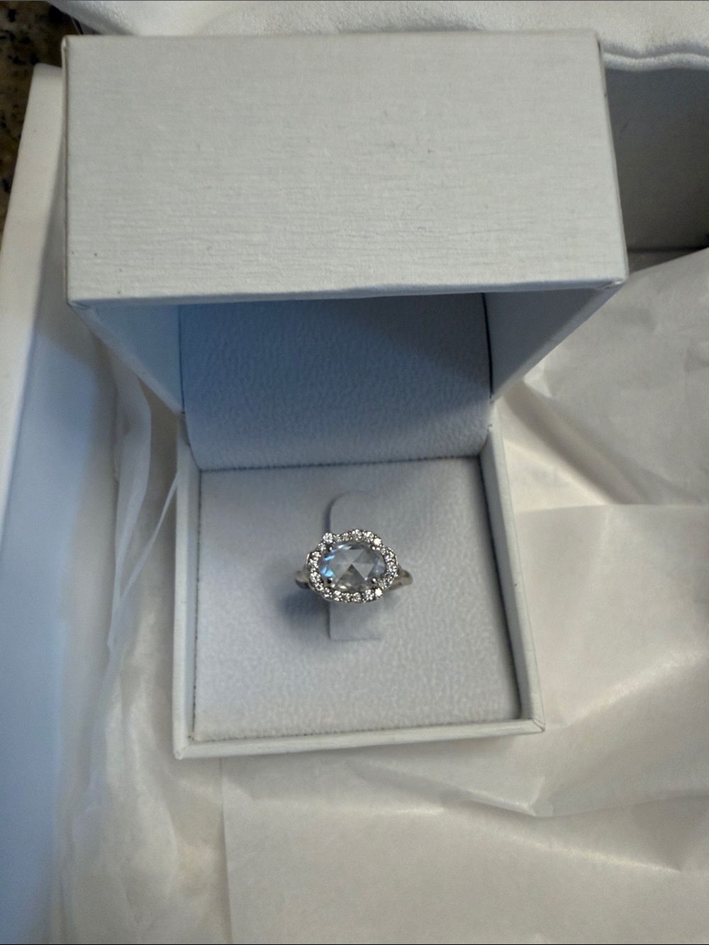 14k Asymmetrical Halo Ring